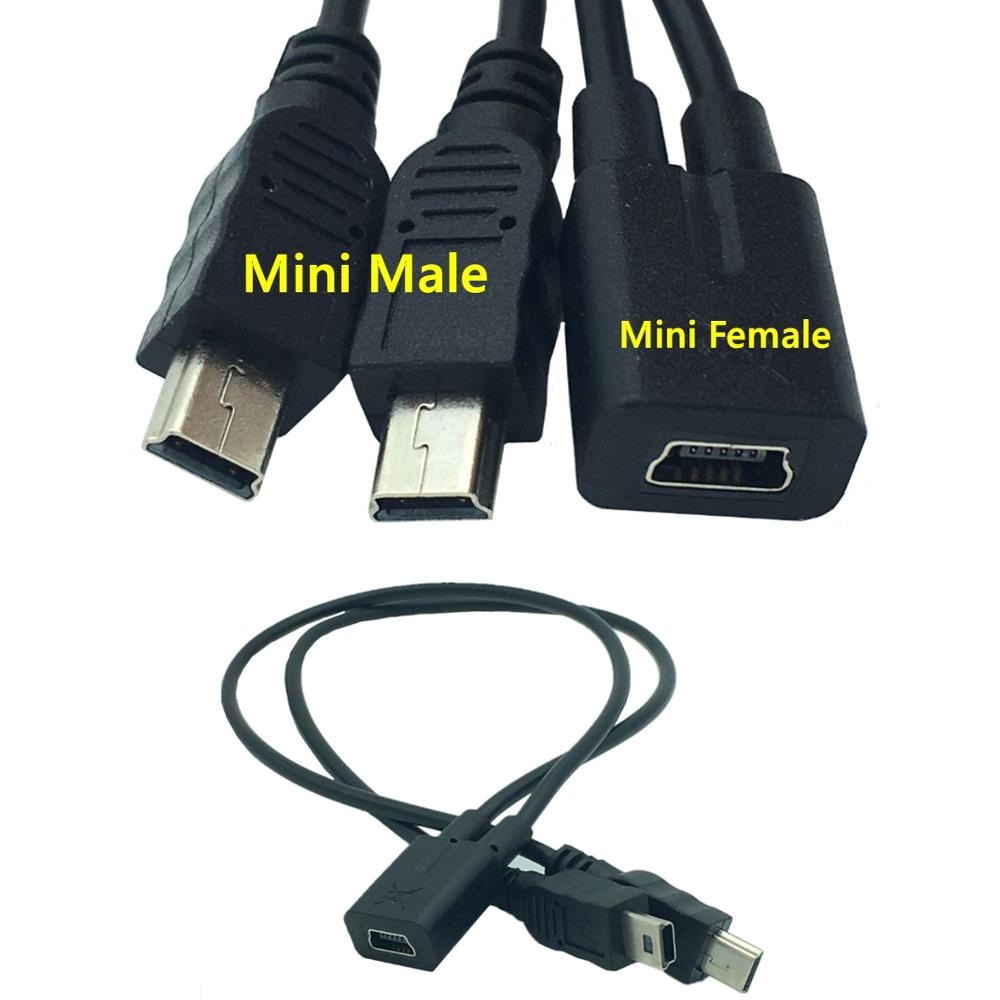Mini Usb 1 Naar 2 Y Splitter Kabel, usb 2.0 Mini 5-Pin Female Naar Dubbele 2 Mannelijke Converter High Speed Oplaadkabel Cord