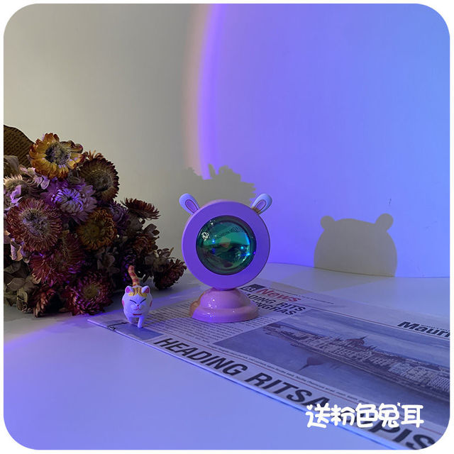 Ins Kawaii – lampe de bureau avec Projection arc-en-ciel, luminaire décoratif d&#39;intérieur, idéal pour un salon: bunny ears rainbow
