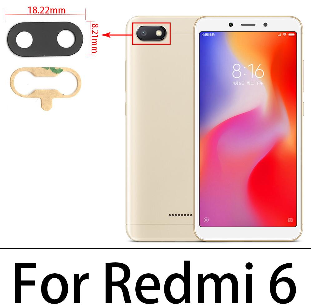 Nieuw Voor Xiaomi Redmi 6 6A 7 7A 8 8A 9 9A 9C Achter Back Camera Glas Lens Cover Vervanging met Sticker: For Redmi 6