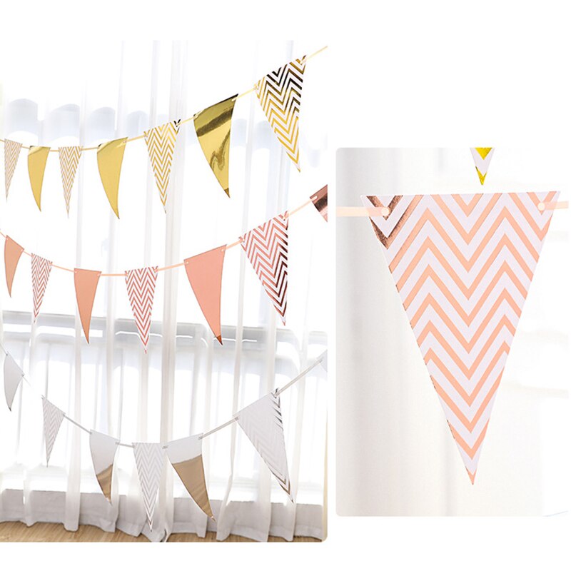 Nordic Stijl Rose Gouden Driehoek Wave Bunting Adult Party Sfeer Decoratie