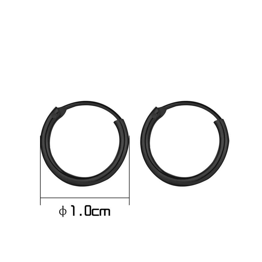 1cm 1,5 cm Ohrringe Hoop Gold Silber Farbe Runde Kleine Ohr Ringe für Frauen Metall Ohr Manschette Einfache Stil frauen Clip Huggie Ohrringe: Black-1cm