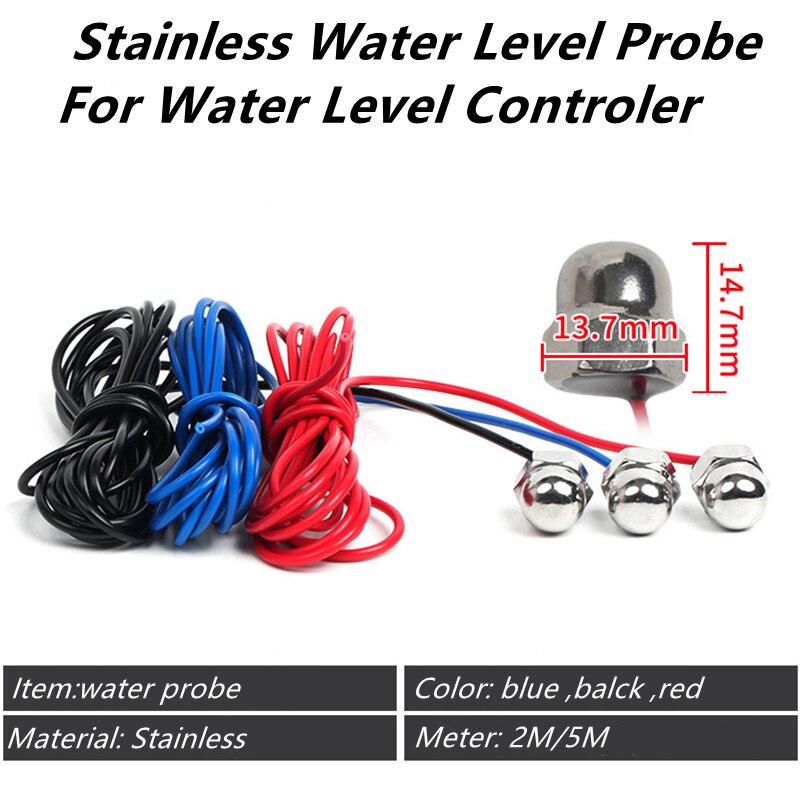 Sonda de nivel de agua de acero inoxidable, 2m, para controlador de nivel de agua, 3 unids/set por juego