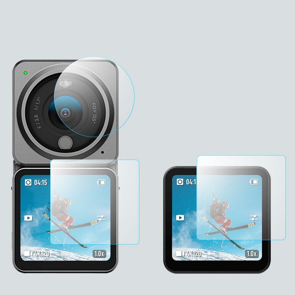 Schutzfolie aus gehärtetem glas für dji osmo action 2, kratzfeste schutzfolie aus 1 gehärtetem glas für 1 kameraobjektiv, +2 displayschutzfolien (zubehör)