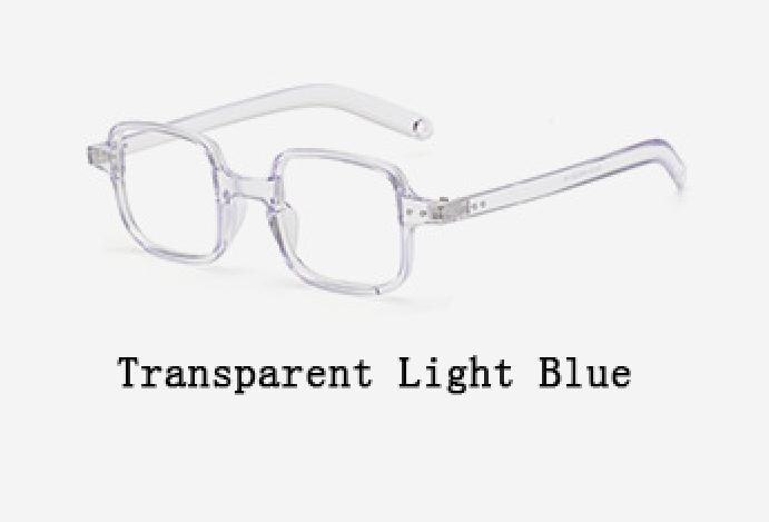 Antiblått ljus retro fyrkantiga genomskinliga glasögon unisex nitar klarglas glasögon kvinnor män närsynthet läsglasögon båge  l3: 5