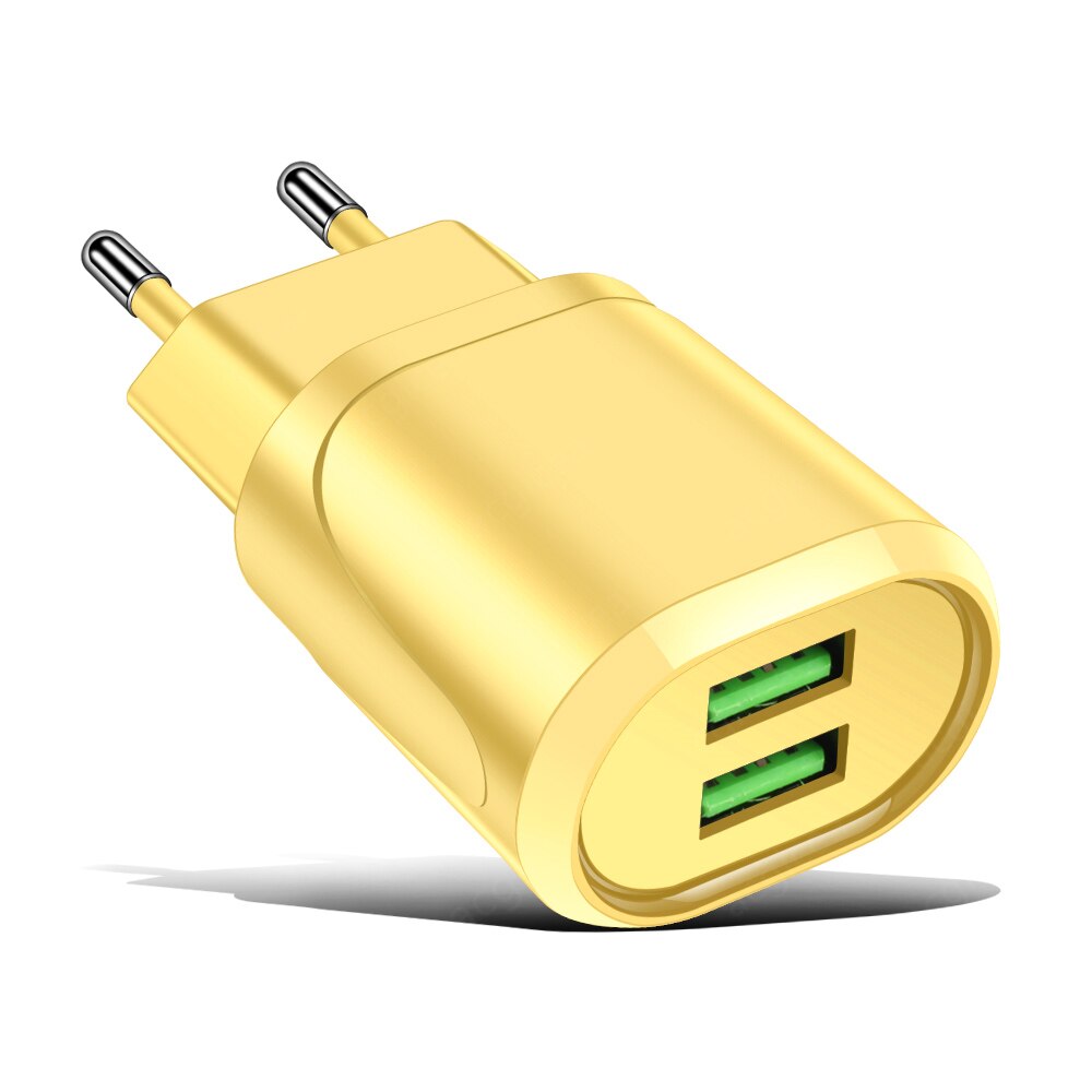 2 -poorts usb-lader, reisadapter voor snel opladen, draagbare dubbele wandlader, mobiele telefoonladers voor iphone 11 pro max, samsung: Geel
