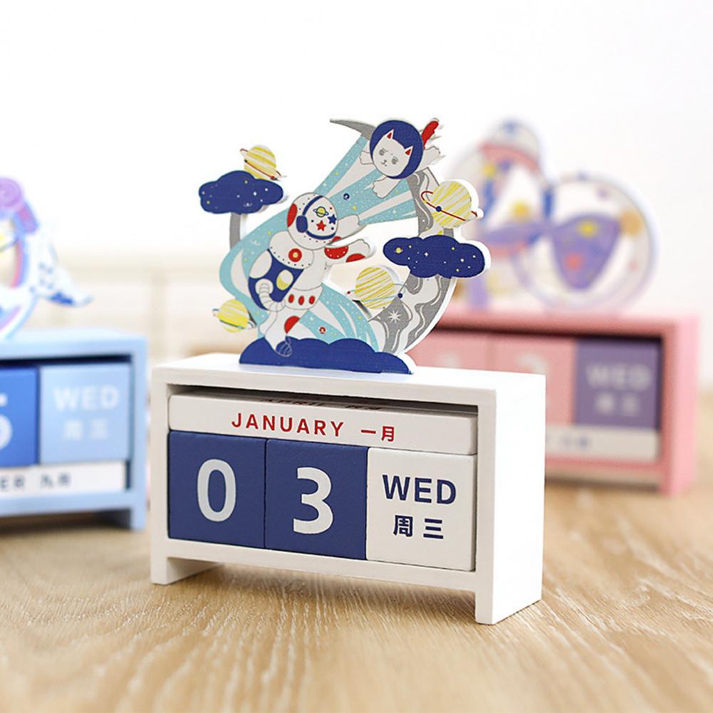 Useful Perpetual Calendar Rotatable Decorative Lightweight Cute Whale Deer Cartoon Perpetual Calendar