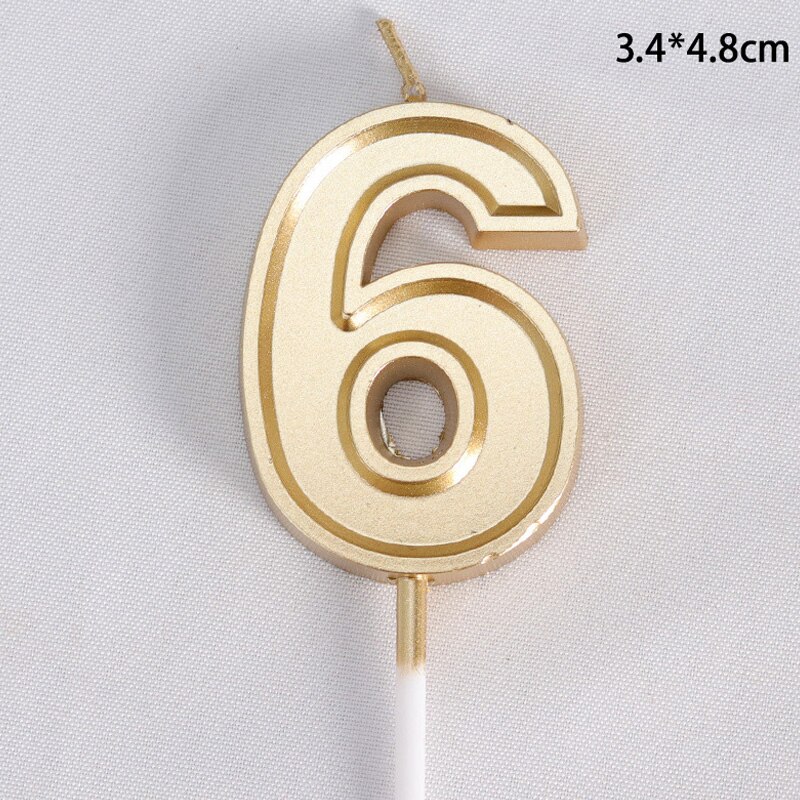 Gold Happy Birthday Number Cake Candles 0 1 2 3 4 5 6 7 8 9 Cake Topper Kids Girls Boys Bar Baby Party Supplies Decoration: 6