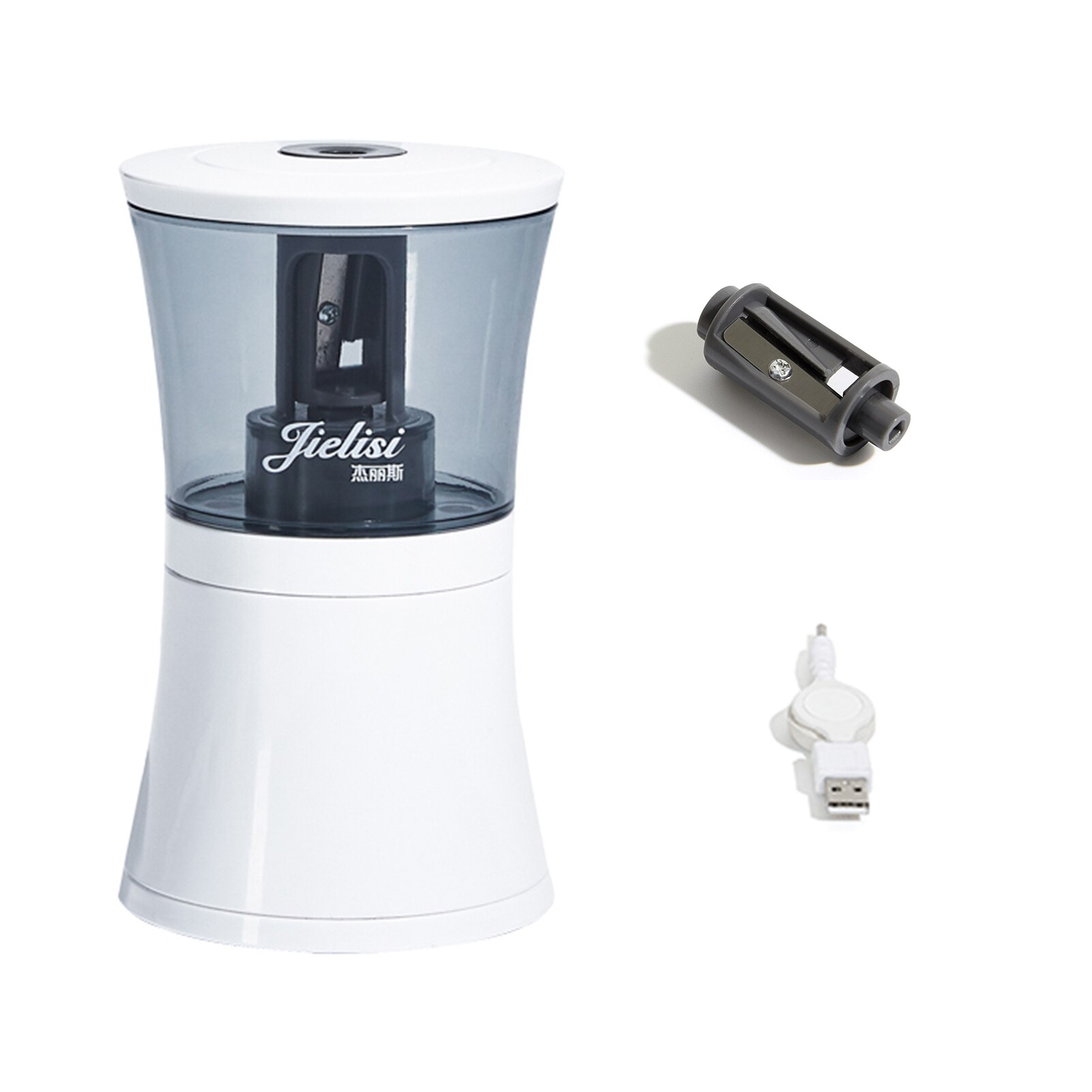 Draagbare Elektrische Puntenslijper Snelle Sharpern Usb Opladen Puntenslijper Voor 6.5-8Mm Potloden Voor Home Office School: WHITE