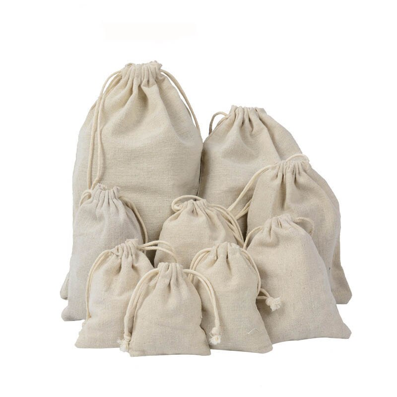 Cotton Pouch Drawstring Bag Travel Storage Drawstring Makeup Bag Jewelry Bags Christmas Pouch Multi-Size