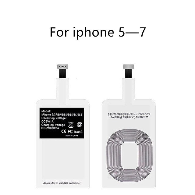 Receptor de carga inalámbrica Qi, adaptador de carga inductivo para iPhone 7,6,5, Samsung, Huawei tipo c, micro usb, conector básico Qi C: for iphone5-7