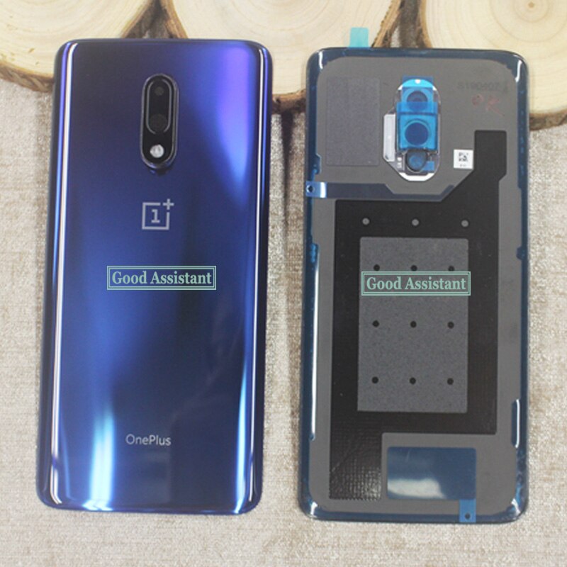 Original 6.4 inch Black/Blue For OnePlus 7 1+7 Back Battery Cover Door Housing case Rear Glass parts Replacement