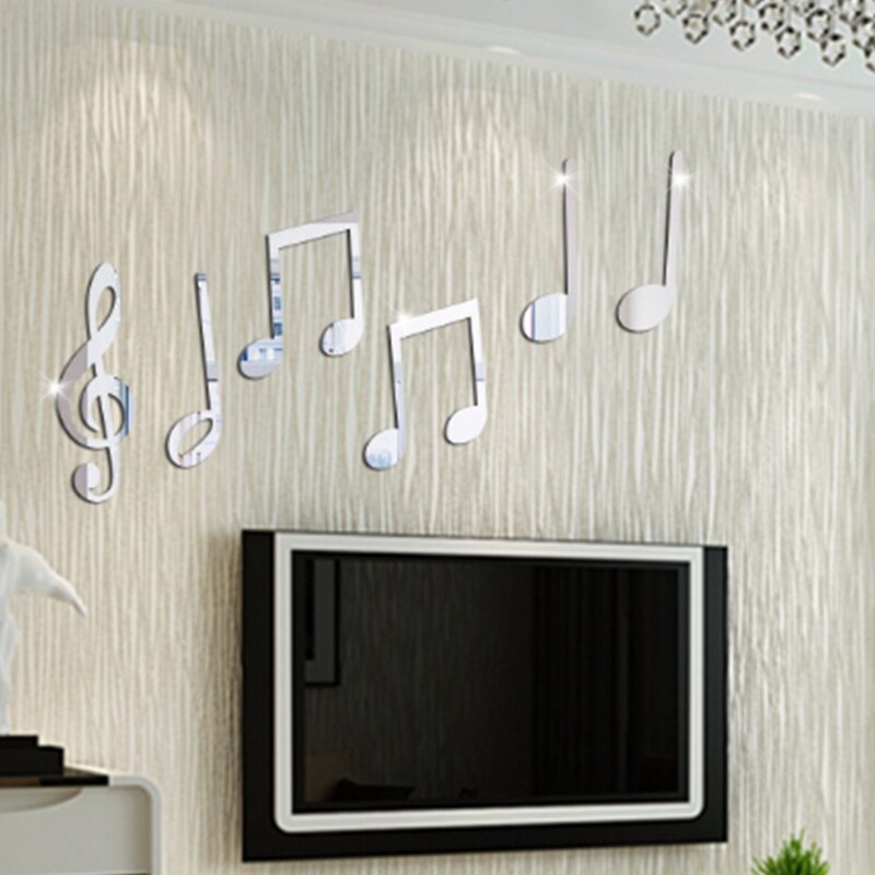 Music Notes Mirror Stickers Carved Wall Stickers Practice Dance Room Bar Living Room Bedroom Art Decorations