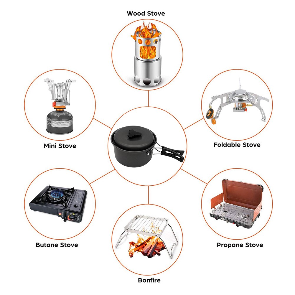 Outdoor Wandelen Camping Kookgerei 1 Persoon Reizen Servies Picknick Servies Potten Kookgerei Kamp Apparatuur