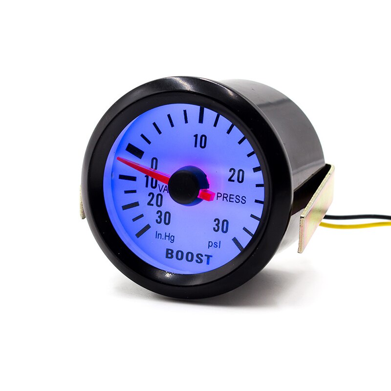 Indicateur de pression pour moteur de voiture, 52mm, PSI, sous vide, Turbo Boost, cadran, jauge, lumière bleue, jante noire, 12V
