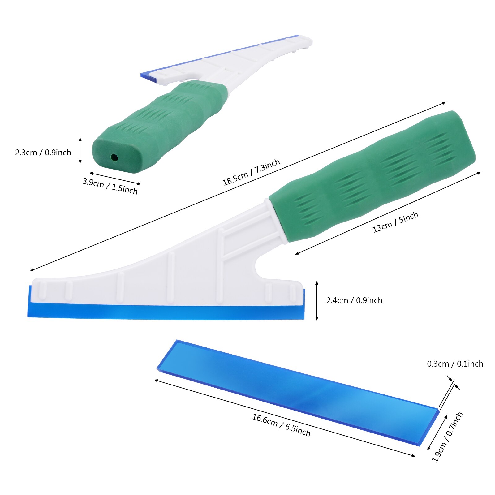 Foshio Autoruit Tint Handvat Zuigmond + 2 Stuks Rubber Blade Water Wisser Auto Glas Schoon Auto Ijskrabber Sneeuw schop Tinting Gereedschap