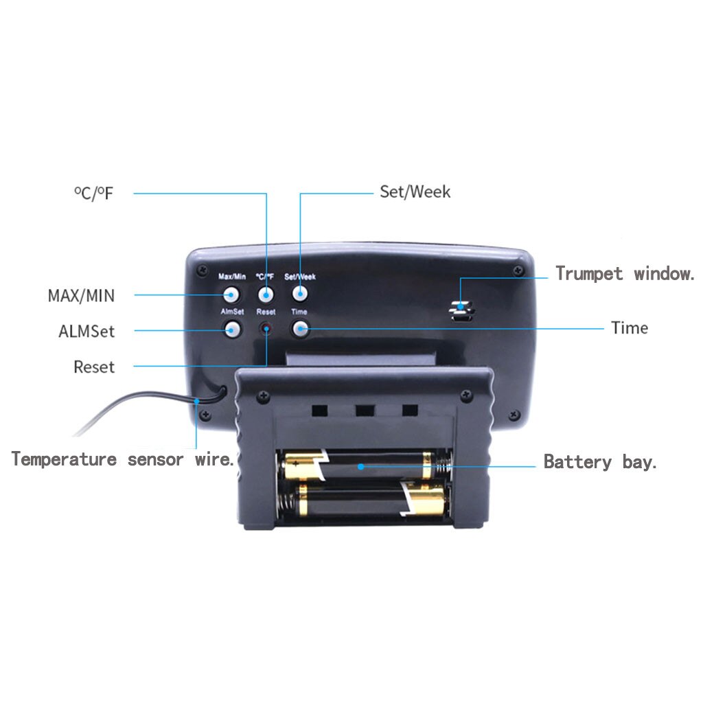 Draagbare 2 In 1 Auto Auto Thermometer Klok Kalender Lcd Scherm Met Lcd Digitale Display