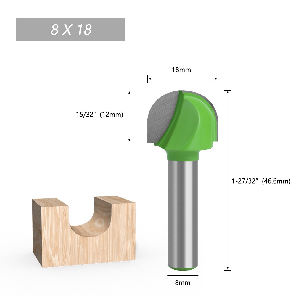 8mm Shank Ball Nose End Mill Round Nose Cove CNC Milling Cutter Bit Radius Core Box Solid Carbide Router Bit Woodworking Tools: 8X18mm