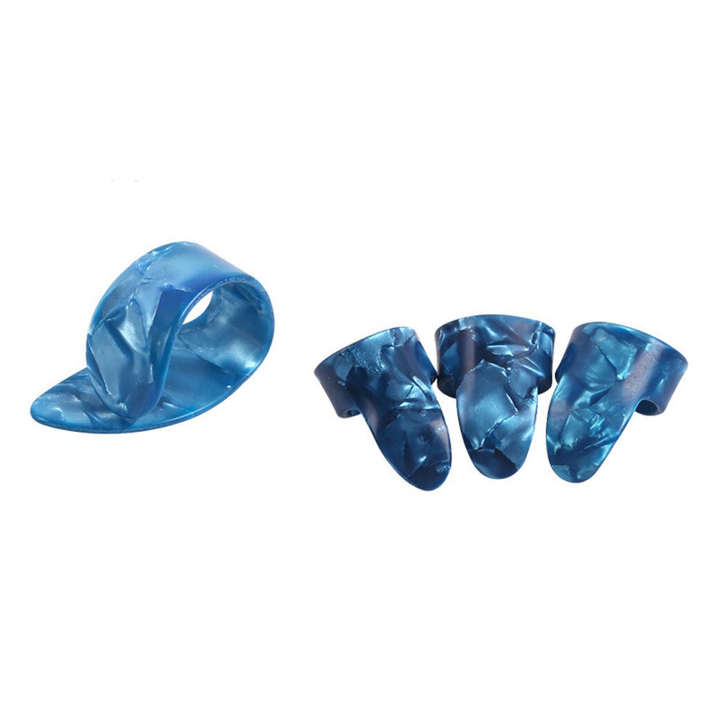 Juego de púas para guitarra acústica, set de 4 unids/set, 1 pulgar + 3 dedos, púas de celuloide: sky blue