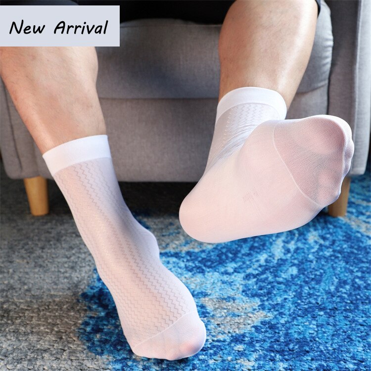 sexy männer Socken Wasser Welligkeit Hohe Elastische schier Strumpf Dünne Transparente Glatte Socke Geschäft formell Cosplay Socken für Männer