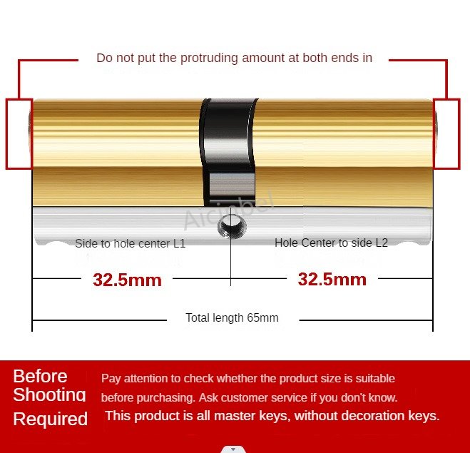 Slotcilinder Europese Standaard 65-115Mm Slotcilinders Buitendeursloten, Deurslotcilinder 8 Hoofdsleutels Super C Klasse Slot: Brons