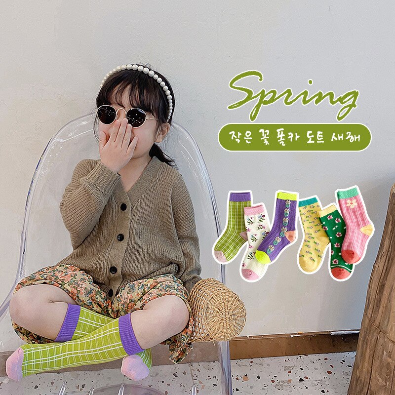 6 paia/lotto calzini per bambini primavera moda coreana fiori neonate calzini principessa traspirante calzini sportivi in cotone