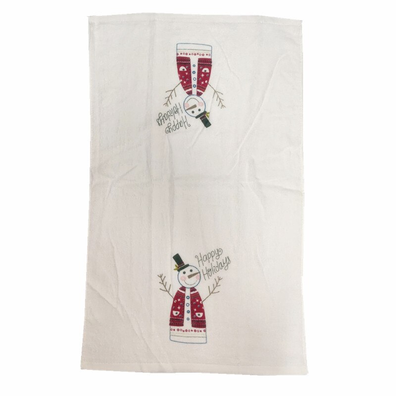 1Pc 41x65cm Christmas Snowman Santa Claus Tree Printed Cotton Kitchen Dishcloth Tea Towel Xmas Party: Style 2