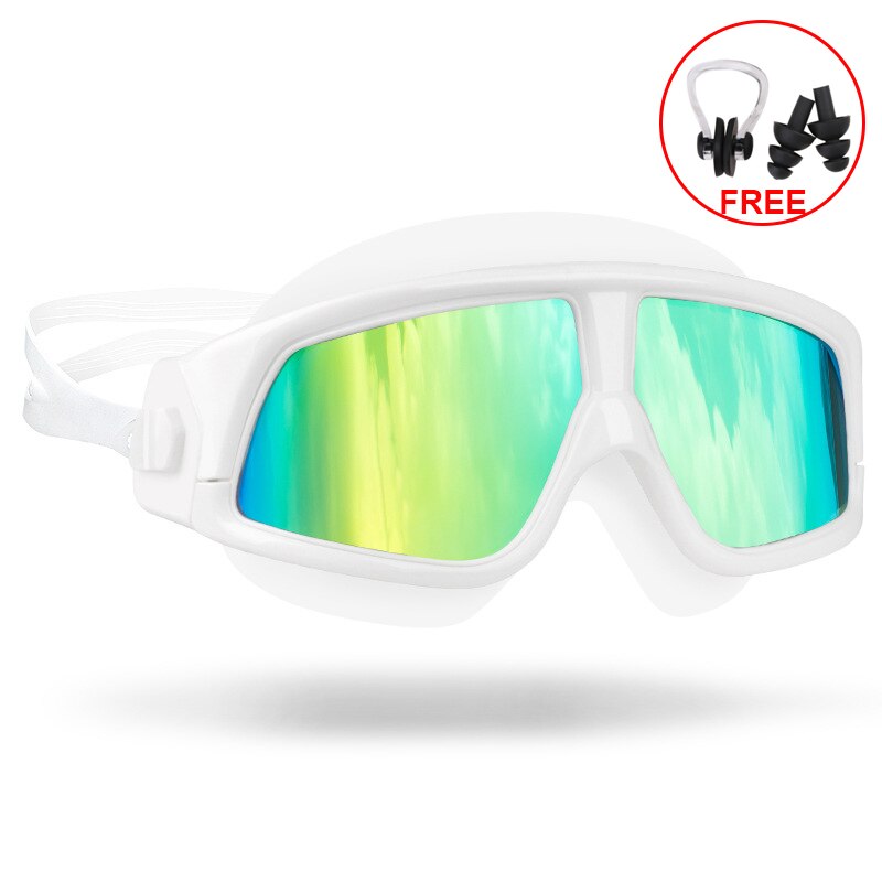 COPOZZ-Gafas de natación de silicona con marco grande para hombre y mujer, lentes de agua profesionales, antiniebla, UV, a prueba de agua: Azul