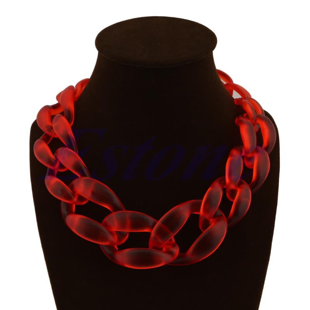 Lackingone Acrylic Collar Chunky Choker Statement Bib Chain Necklace Pendants