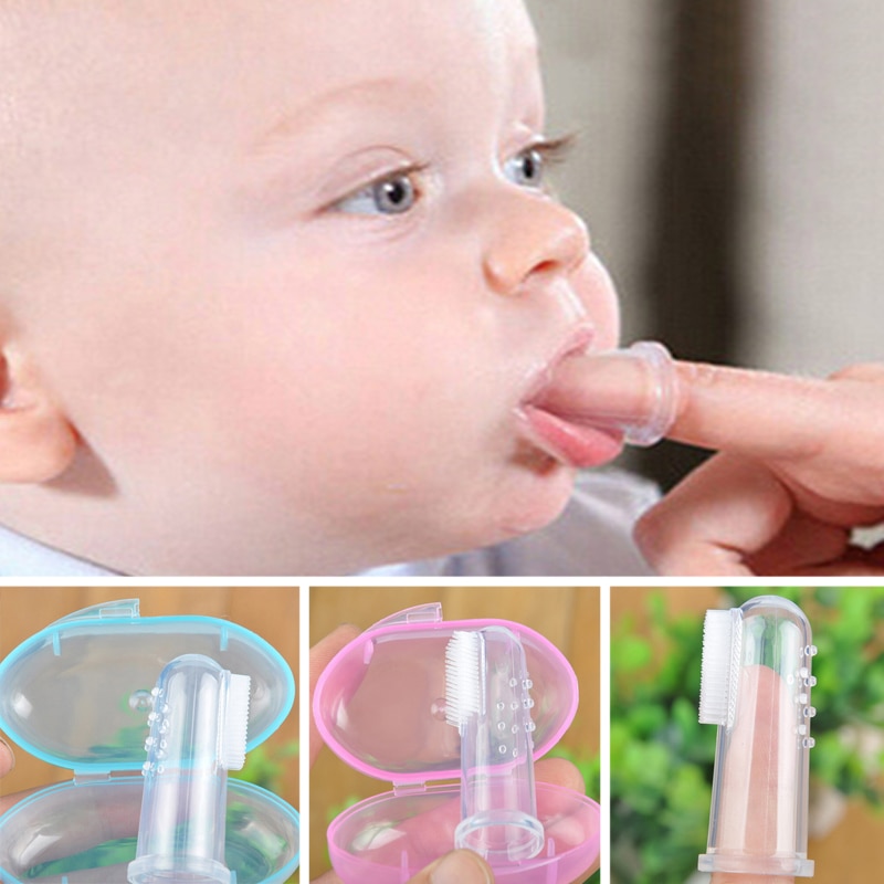 Baby Finger Toothbrush Silicon Toothbrush+Box Children Teeth Clear Soft Silicone Infant Tooth Brush Rubber Cleaning Baby Brush