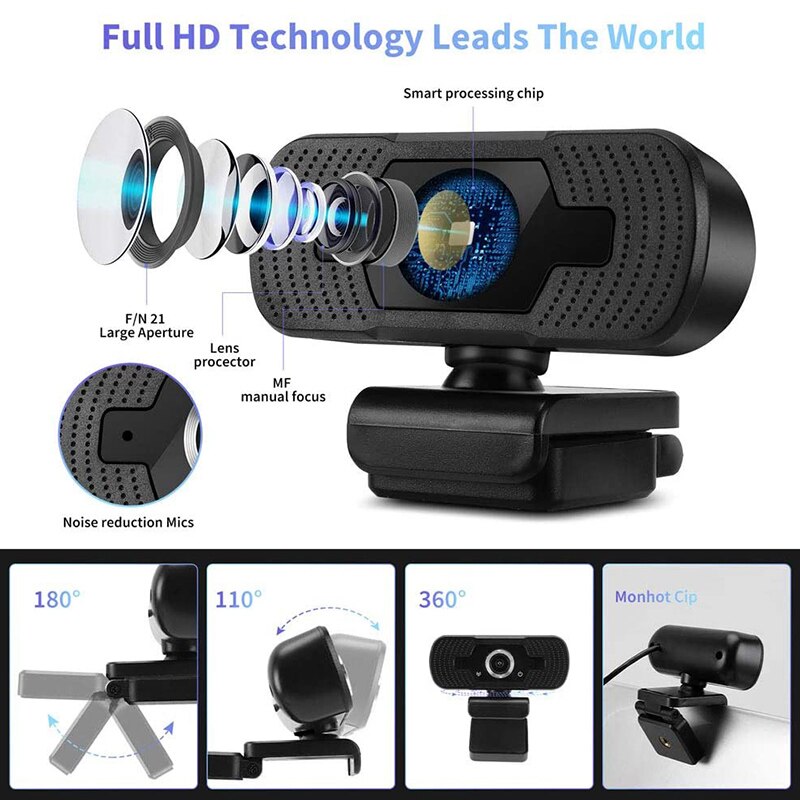 Full Hd 1080P Webcam, Usb Webcam Buit in Microphon... – Grandado