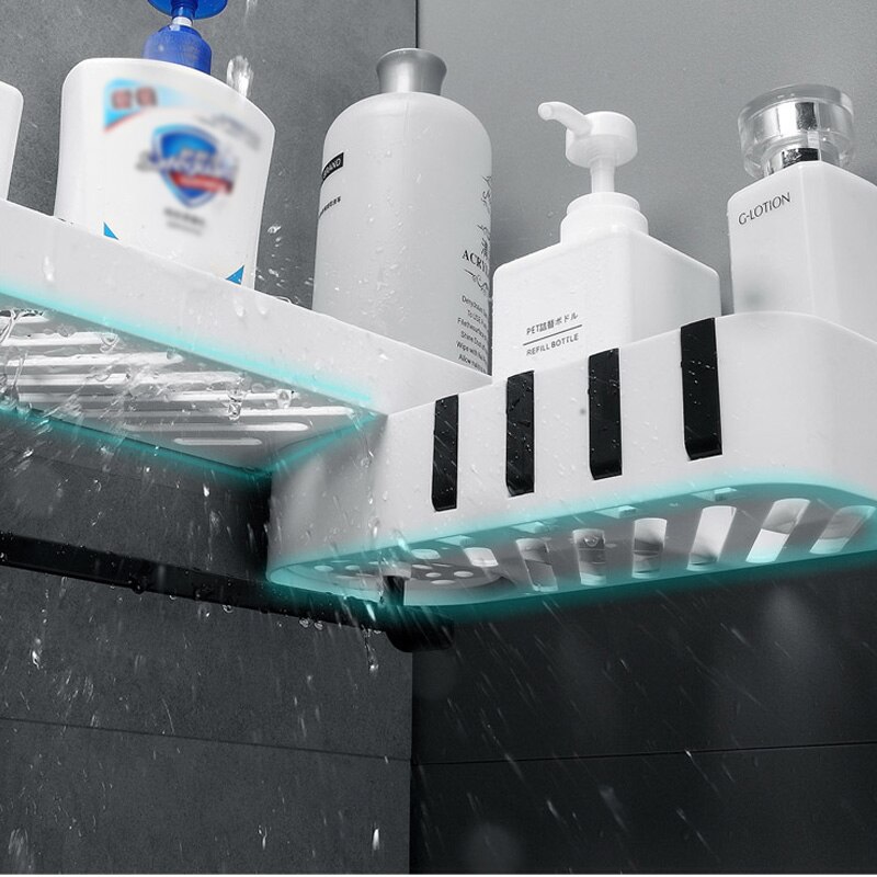 1pc hoek douche plank badkamer shampoo douche plank houder keuken opbergrek organizer wandgemonteerde badkamer organizer
