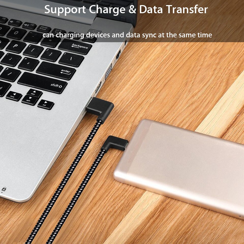 20cm/1m/2m Short 90 Degree USB Type C Charging Cable USB-C Phone Charger Cabel For Samsung Galaxy Note 10 Plus S10 Lite S20 Plus