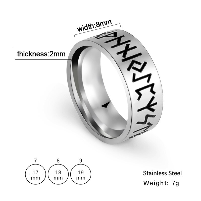 LIKGREAT Nordic Viking Rune Ring per uomo donna Vintage Retro anelli da dito in acciaio inossidabile amuleto coppia gioielli regalo: 17