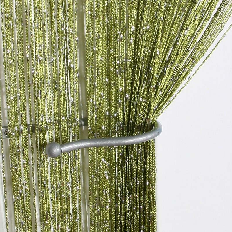 Glitter vindue gardiner tråd gardiner snor kvast perle gardin dør gennemsigtige panel gardiner soveværelse cortinas salon 1*2m: Grøn