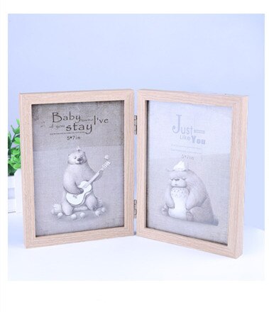 2-sided Wooden Photo Frame Nordic Picture Frames Modern Rectangle Home Office Desktop Decoration Wood Frame Ornaments Holder: 1 / 6 inch