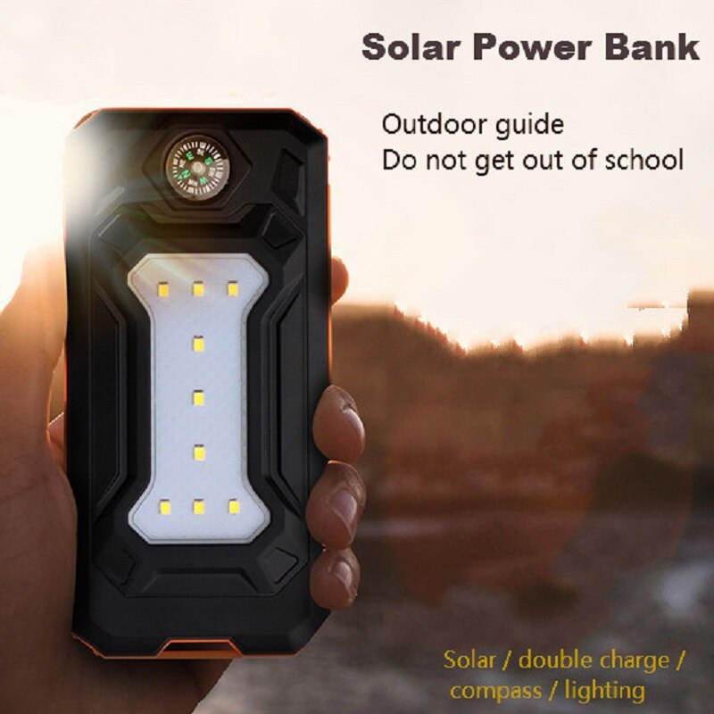 12000mAh Solar Charger Portable Solar Power Bank Outdoors Emergency External Battery for Mobile Phone Tablets With LED Light