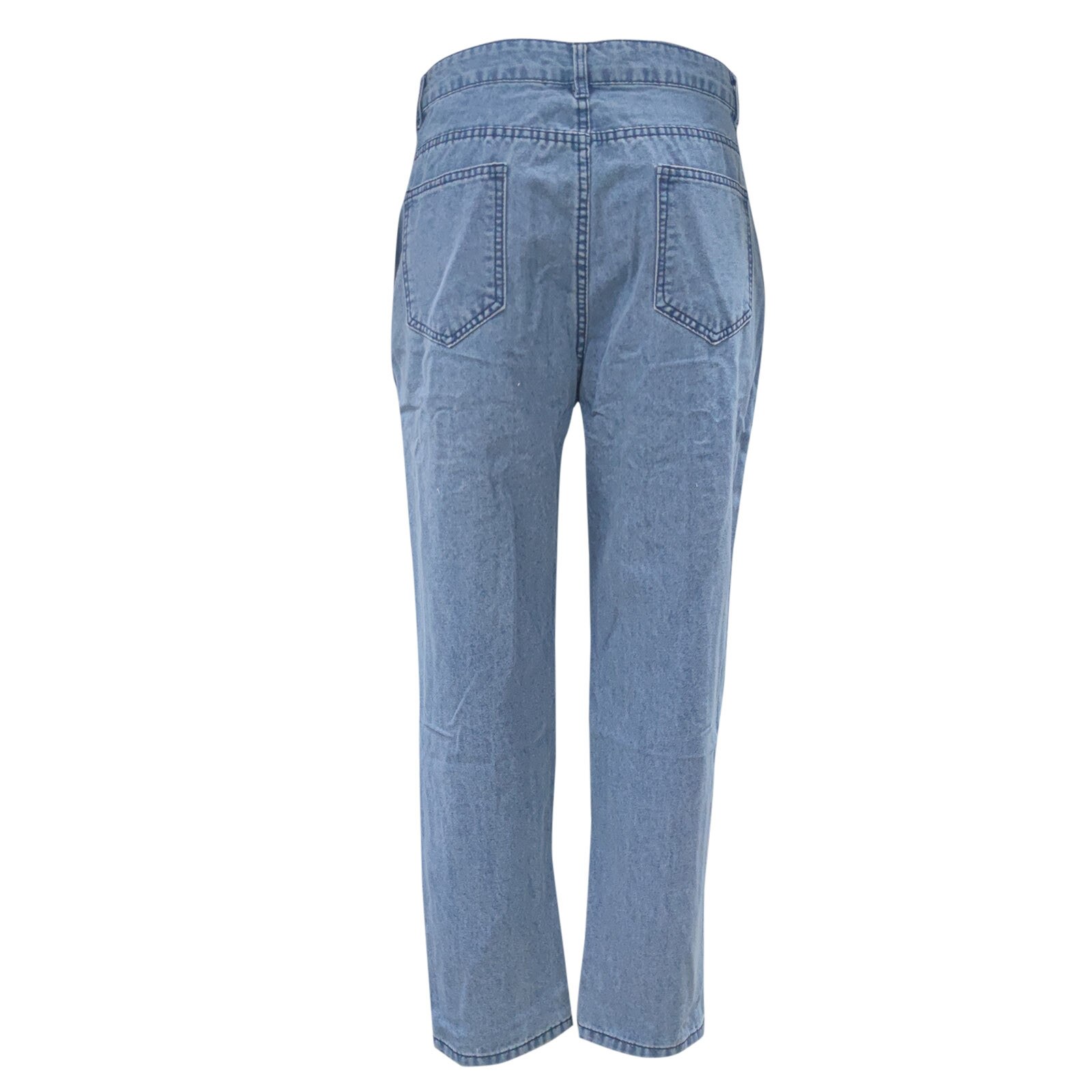 Ladies Jeans Buttons Elastic Casual Trend Hand-washed Cold-proof High Waist Daily Ripped Stretch Slim Jeans