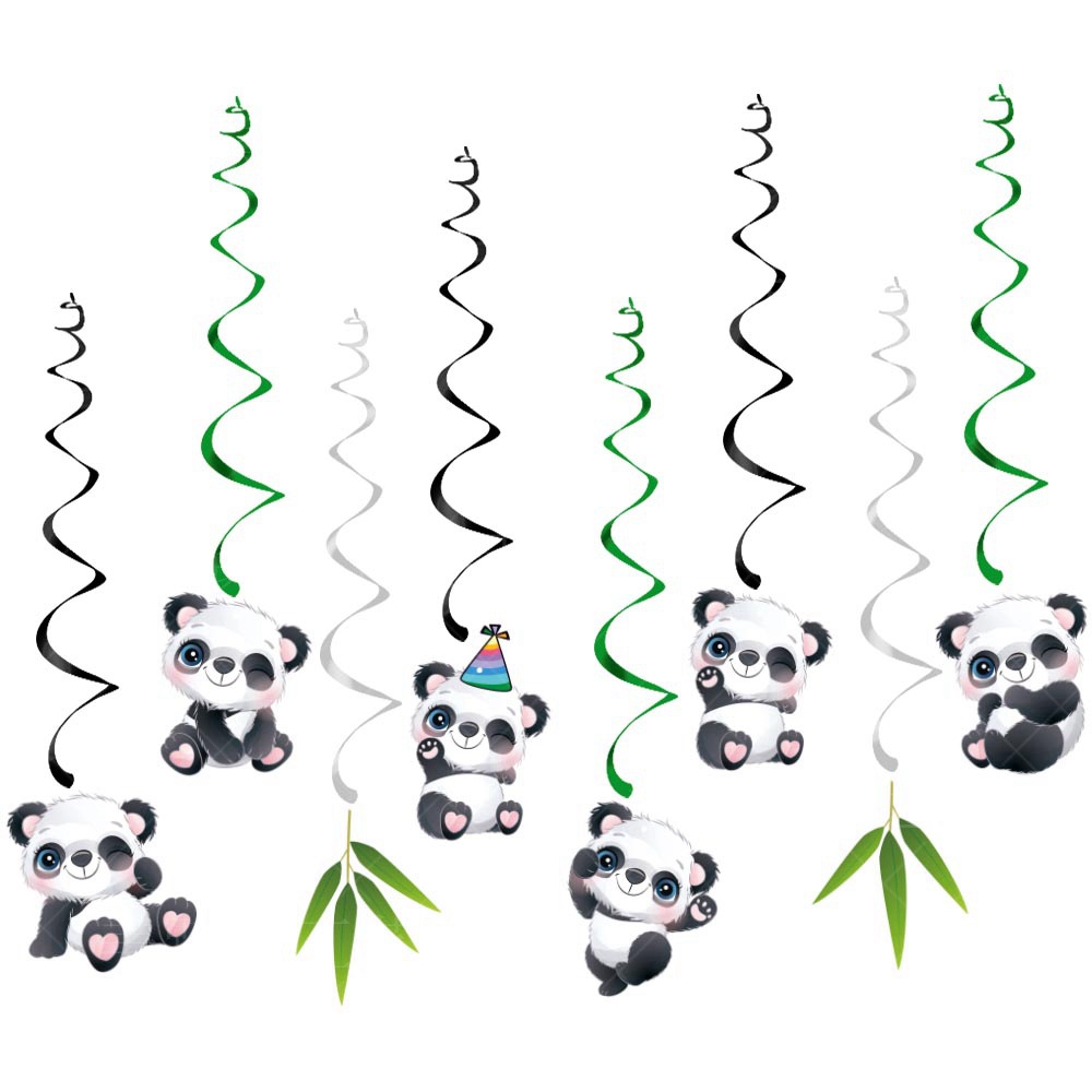 Cartoon Panda Party Decorations Foil Balloons Paper Plate Cup Disposable Tableware Set Kids Birthday Party Baby Shower Supplies: Olive