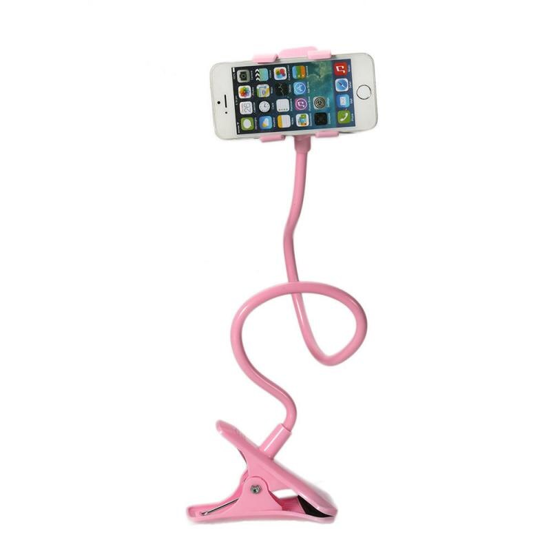 Universal doven telefonholder arm fleksibel mobiltelefon stativ stents holder seng skrivebord bordklip svanehalsbeslag tilbehør: Lyserød