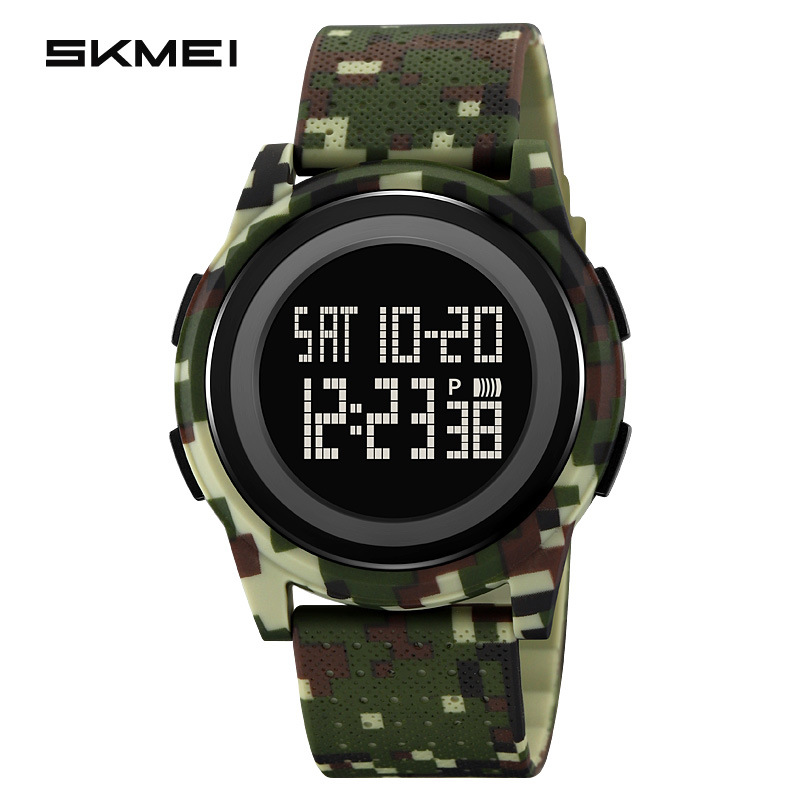 Skmei Men's Watch Personality Large Dial Electronic Watch Unisex Student Sports Multi-Function Waterproof Electronic Watch: Ivory