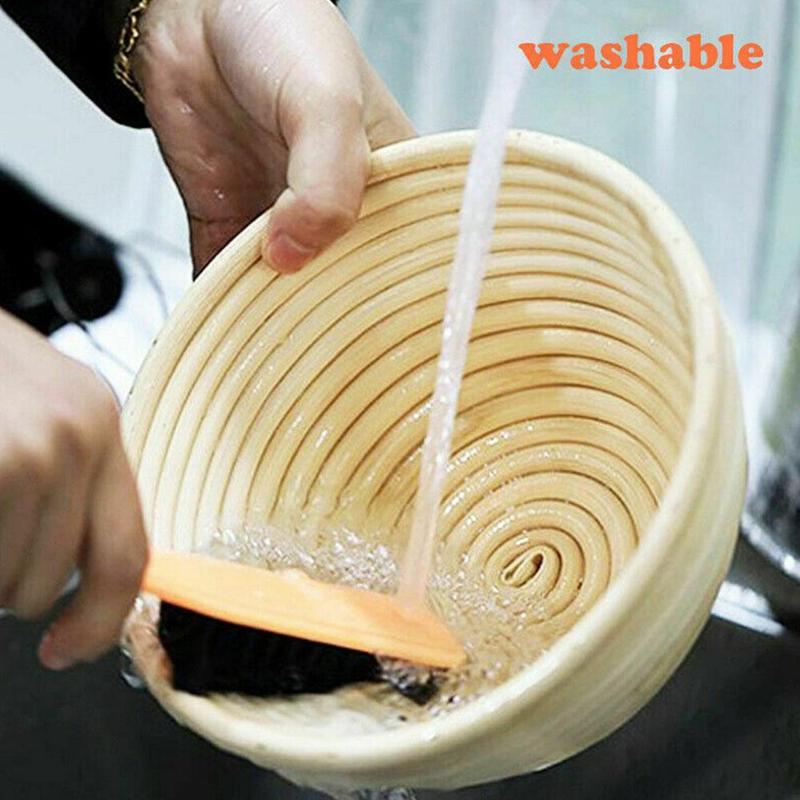 Cuenco de mimbre fermentado para cocina, cesta de pan de forma redonda, cesta de ratán para pan, herramientas de panadería
