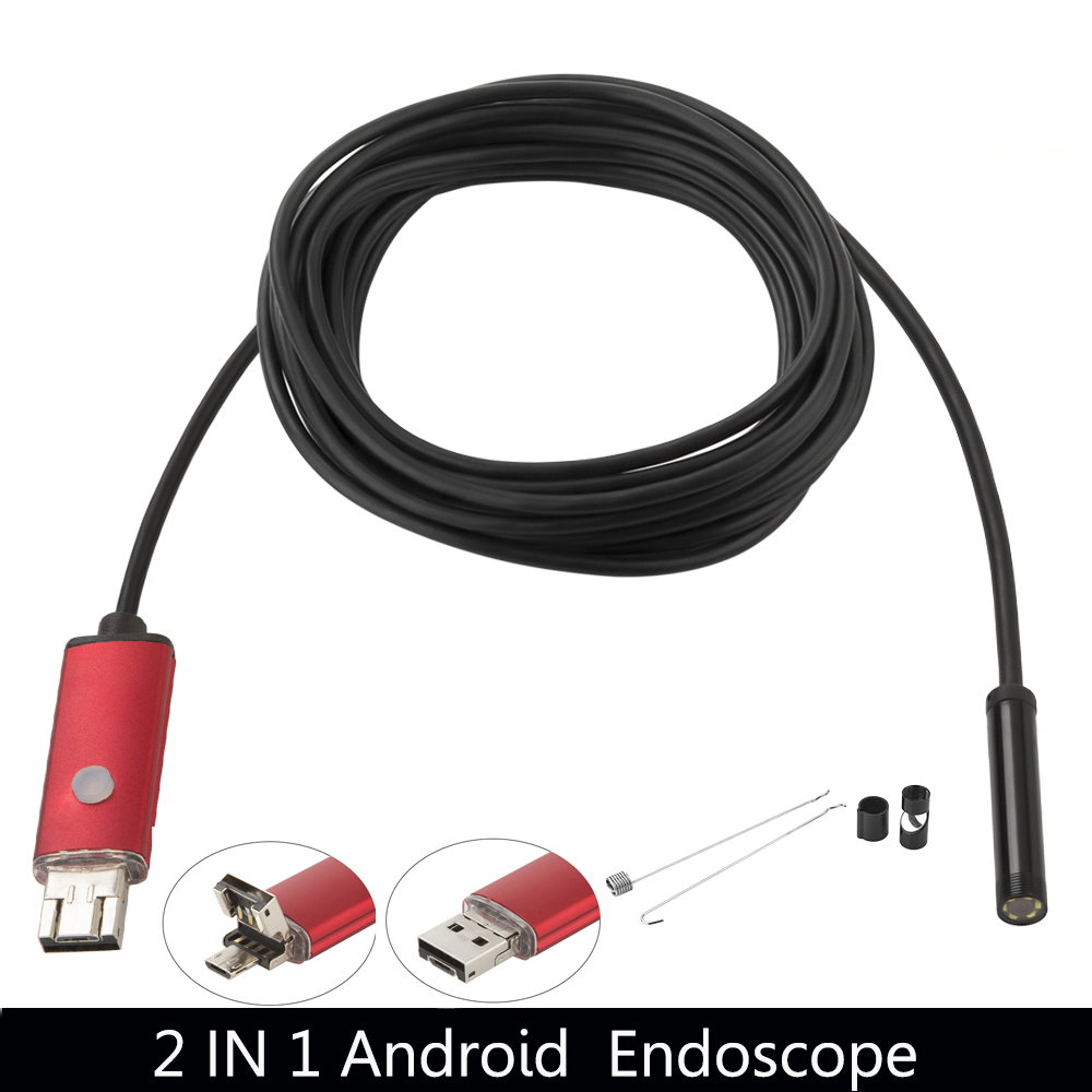 5.5mm linser endoskop android kamera hd snake tube inspektionskamera bil endoskop usb hårdt kabel kamera  ip67 vandtæt
