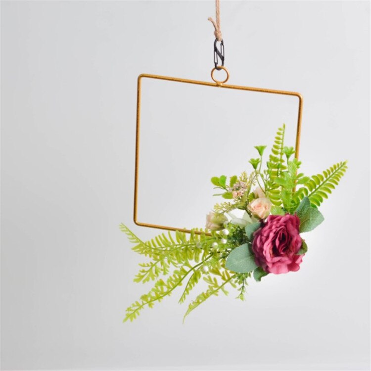 Guld jern metal ring krans krans blomsterkrans bryllup dekoration brud blomster bøjle indretning bondehus dør vægdekoration: B11