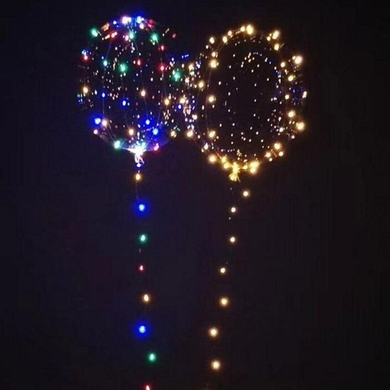 Transparent Bobo Ballons Handle LED Balloon With Sticks Party Decorations Birthday Light Luminous Balloon Kid LED Wedding I8W1