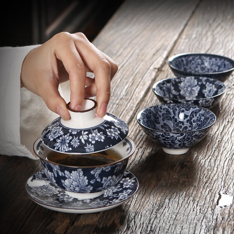 160ml Chinese Traditions Gaiwan Tea Set Bone China Tea Sets Tureen Tea Porcelain Pot Set Antique Kung Fu Tea Cup For Home Travel