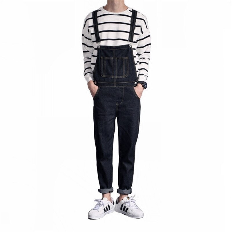 Mens Distressed Jeans Ripped Jumpsuit Denim Overalls Men Cargo Pants with Suspenders Denim Bib Overalls For Men
