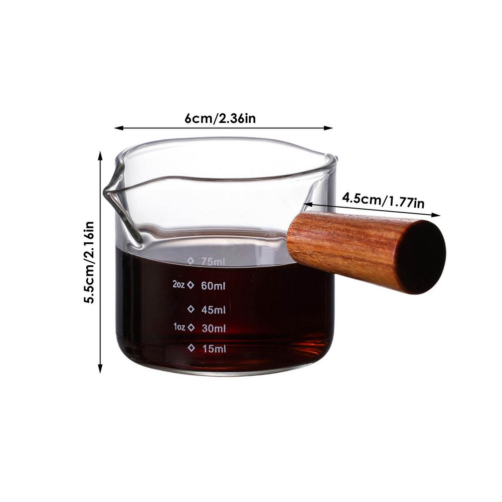 Clear Espresso Shot Glass Double Spouts Glass Measuring Cup Heat-Resistant Handle Scale Wine Milk Coffee Measure Jug: 01