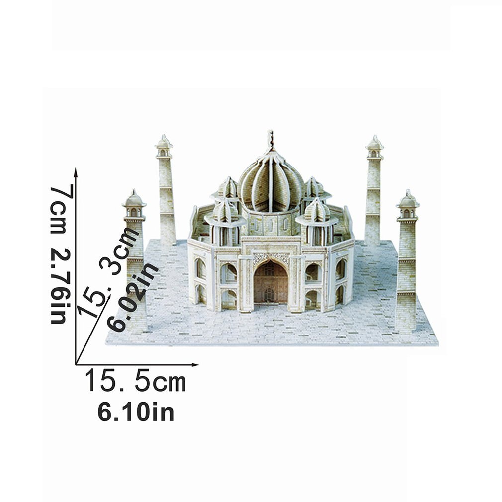 Mini Magic world Architecture Eiffel Tower Statue of Liberty card paper 3D Puzzle building models Educational Toys Kids: Taj Mahal