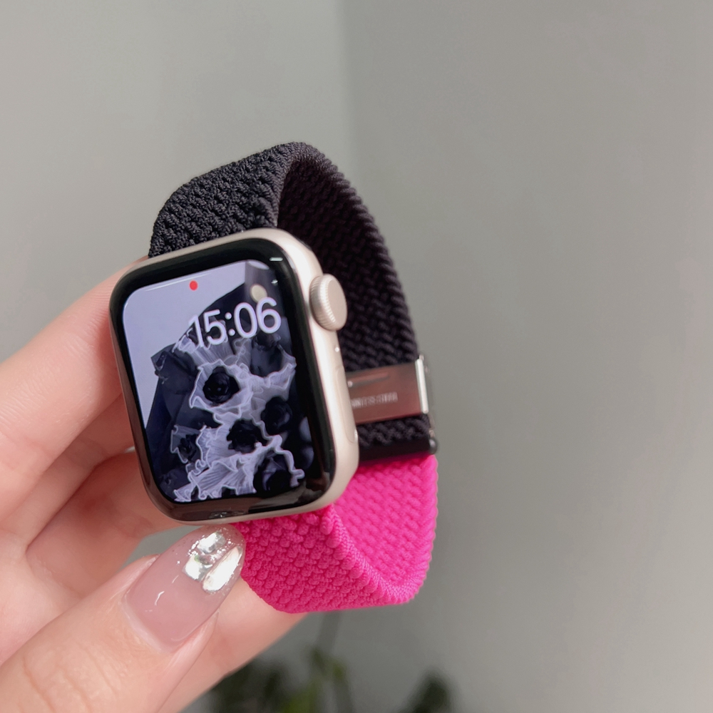 Cinturino per cinturino Apple Watch da donna per iwatch 10/9/8/7/6/5/4/3 SE 38mm 40mm 41mm 42mm 44mm 45mm 46mm 49mm forza elastica in nylon.: 15 millimetri
