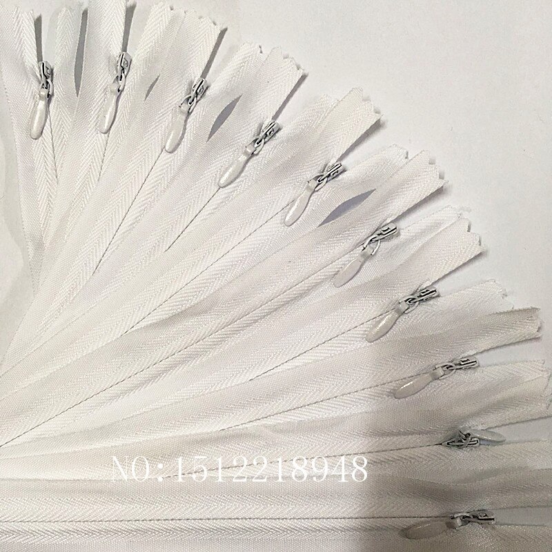 50 stücke Bunte Nylon 3 # Geschlossenen Ende Unsichtbaren Reiß 12 zoll (30cm) schneider Nähen Handwerk 20 Farbe: Weiß